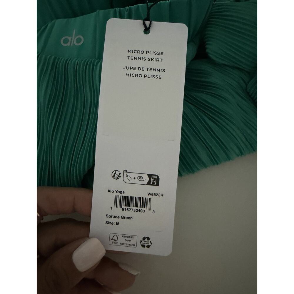 Alo Tennis Skirt Womens NWT Spruce Green Micro Plisse Athletic Pleated Mini Yoga - Picture 8 of 10